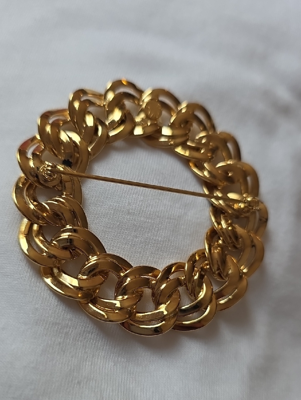 Monet Gold-Tone Chain Link Circle Brooch